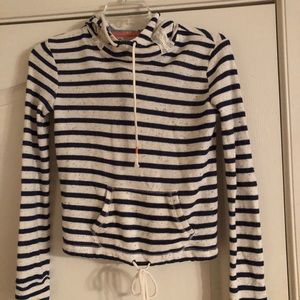 Navy and Cream Stripped Hoodie